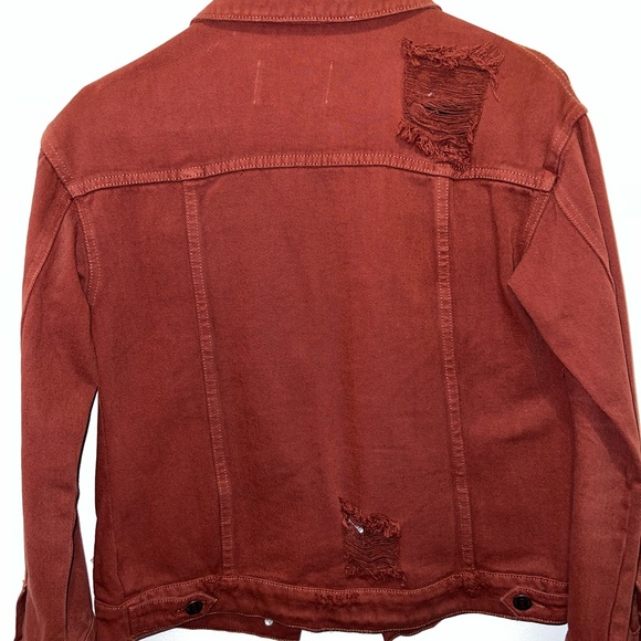 Red Distressed Denim Jacket - Picture 2 of 2